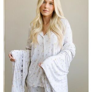Luxury White Floral Women's Pajama Set